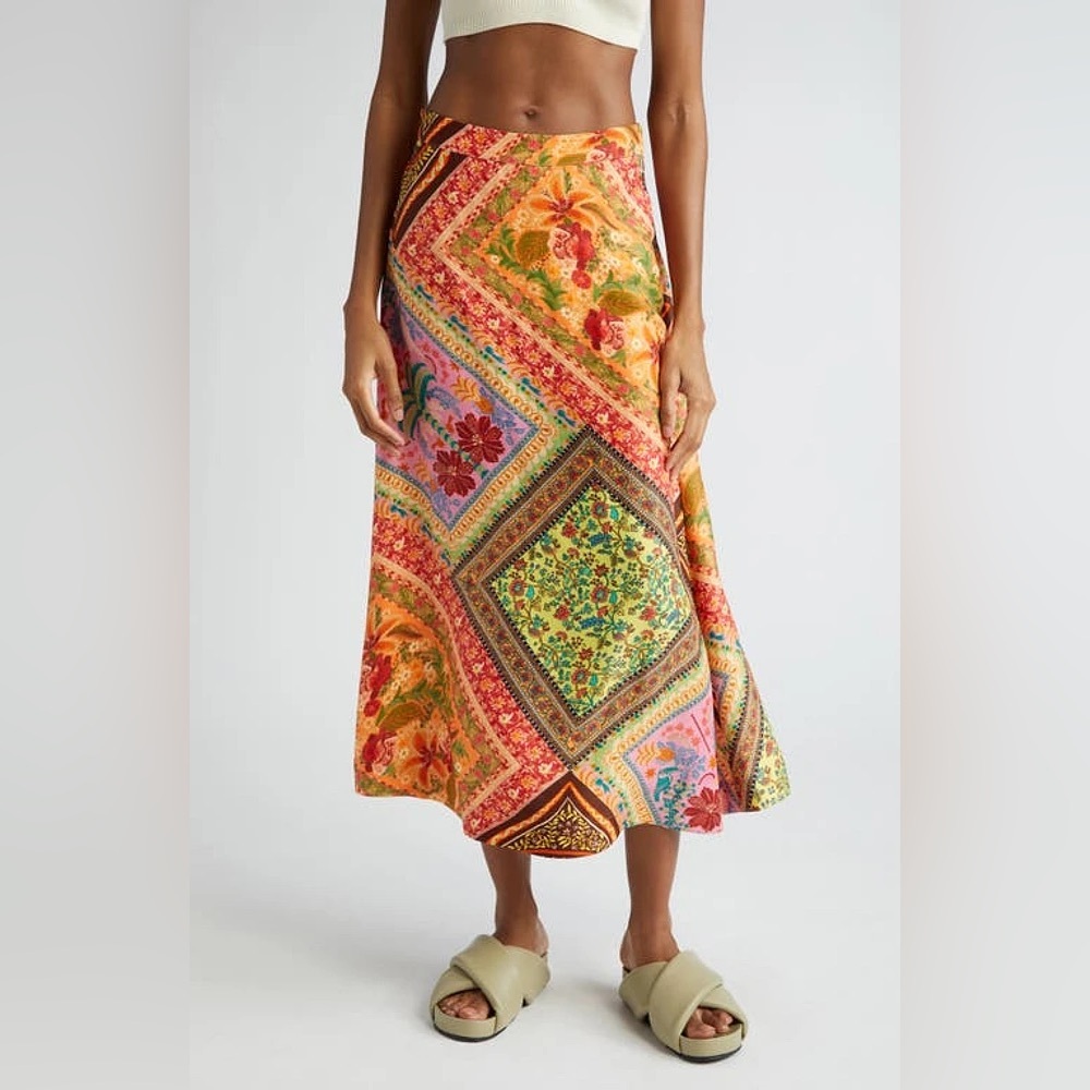 FARM Rio Mixed Scarves Skirt NWT